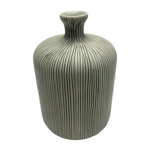 Bottle vase 11cm - Grå stribe - Lindform