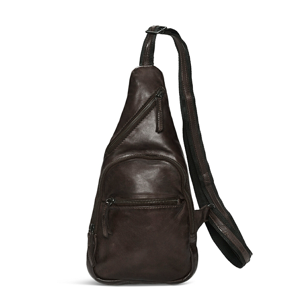 Pia Ries høj brun skind bæltetaske 065-2