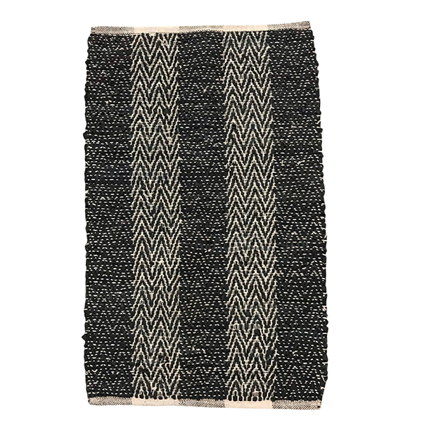 Håndlavet lædertæppe 60 x 90 cm i sort og beige