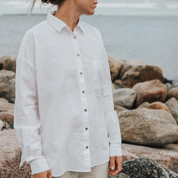 Gai + Lisva Shanta bomulds Poplin hvid skjorte