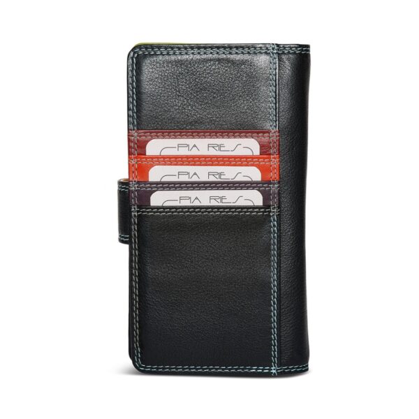 Pia Ries smart sort mobil cover i sort skind med plads til 8 kreditkort