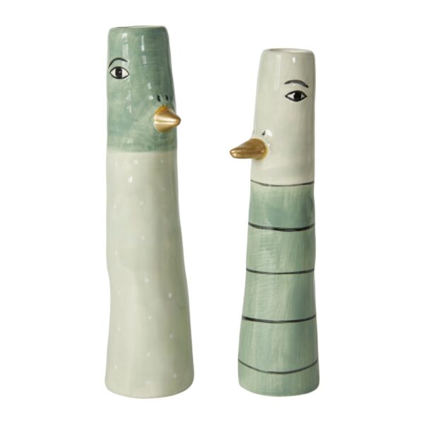 Vase med næb - Grøn med prikker og striber - Speedsberg