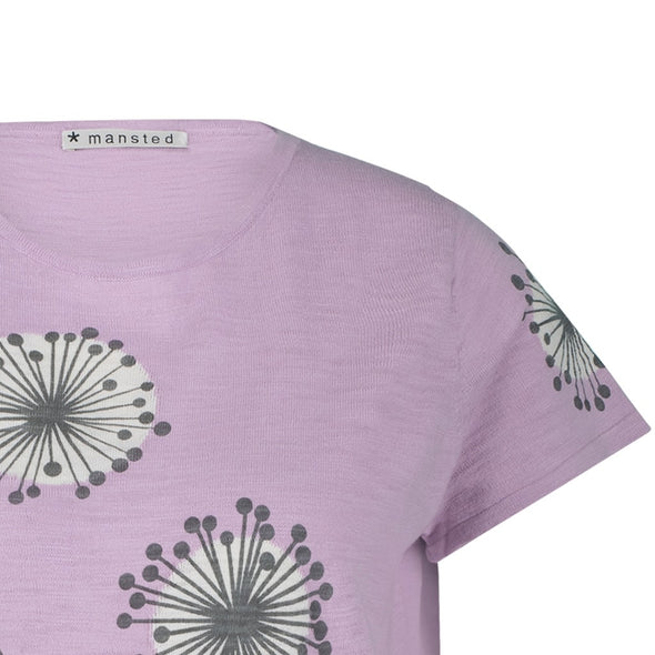 Lioness t-shirt - Cold rose 23111 - Mansted lyselilla/rosa t shirt med mælkebøtteblomster