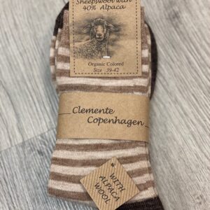 Stribede alpaka sokker - Brun/Mørkebrun - Clemente