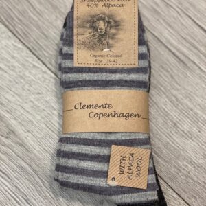 Stribede alpaka sokker - Grå/Mørkegrå - Clemente