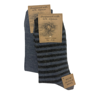 Stribede alpaca sokker - Blå