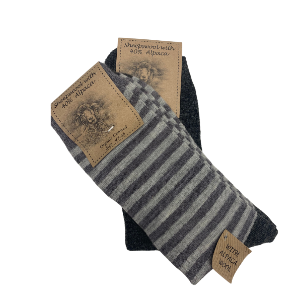 Stribede alpaka sokker - grå