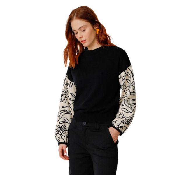 Aitza sweater - Sort mønster - SKFK